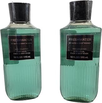 Bath and Body Works Men's Collection Freshwater 2 in 1 Hair and Body Wash 10 Oz. 2 Set.