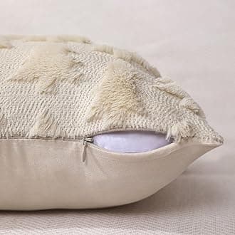 DFXSZ Christmas Tree Pillow Covers 12x20 inch Set of 2 Christmas Decoration Beige Soft Plush Faux Fur Jacquard Throw Pillows for Bedroom Sofa Holiday Festivals Winter Home Decor PTK006C12