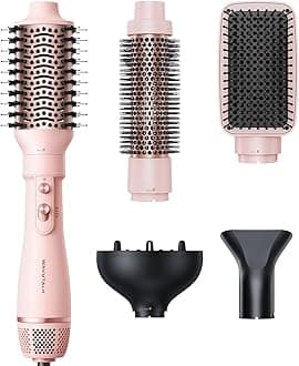 Blow Dryer Brush Set, Wavytalk Air Sculpt 5-in-1 Hot Air Brush Set, Multi Hair Styler for Salon Blowouts, Smooth Curls, Volumizing and Straightening, Sleek and Less Frizz, Pink