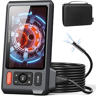 Triple Lens Borescope Inspection Camera, 5"IPS Screen Endoscope Camera with Lights,1080P Sewer Camera and 180°Flip Button, 16.5ft IP67 Cable, Ease of Use, Tool for Wall, Automotive, Plumbing