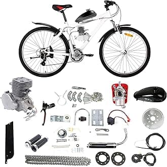Upgraded 100cc Bicycle Engine Kit 2 Stroke Motorized Bike Engine Kit Gas Motorized Bicycle Engine Kit Super Fuel-efficient Bike Motor Kit Fit for 26"-28" Bikes, 36-Tooth Sprocket Full Set