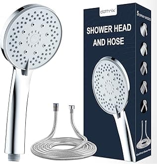 dothnix Shower Head and Hose 1.5m，High Pressure showerhead with 5 Spray Modes, Universal Handheld Shower Head for Low Pressure