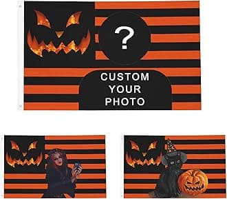 OHORTEB Custom Photo Flag Design Your Own Picture Text Logo Personalized Flag Customizable Image Gifts for Indoor Outdoor Decoration (Orange (Halloween), 3X5 FT)