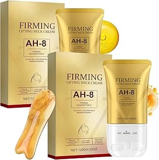 Ah-8 Firming Neck Cream - 2x Neck Creams for Sagging and Tightening+ Gua Sha Tool - Lift Sagging Skin, Reduce Wrinkles & Double Chin