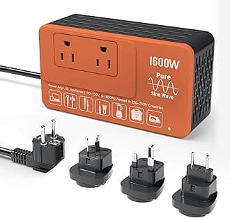 1600W 220V to 110V Converter for European International Travel, Universal Power Plug Adapter Voltage Converter US to Europe, Plug & Play, No Limitations - Power Any American Appliances Overseas
