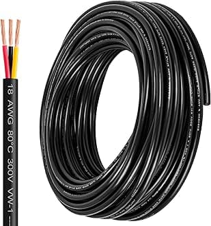 18 Gauge Wire 3 Conductor,18 AWG Electrical Wire Stranded PVC Cord Oxygen-Free Copper Cable,300 FT Tinned Copper Hookup Wire Cord for LED Lamp Lighting Strips Automotive (300FT, 18AWG-3C)…