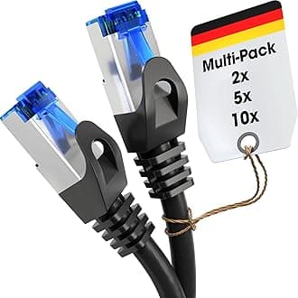 KabelDirekt – Network Cable – Transfers 10Gbps & fibre optic internet speed – Ethernet & LAN Cable – 10x 0.25m, Available in 0.25-30m – For Gigabit networks, routers/modems, RJ45 (black/silver)
