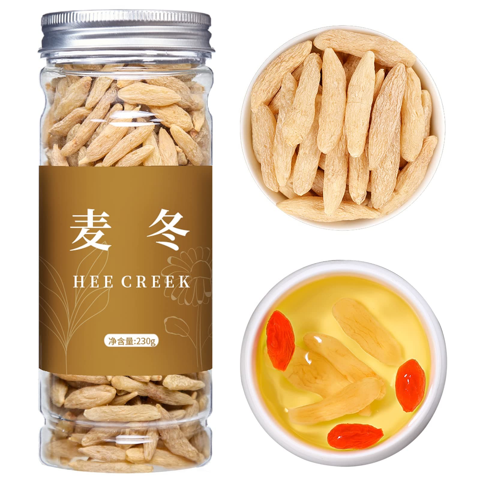Hee Creek Ophiopogon Herb Mai Dong 8.11oz/ 230g Chinese Herb Ophiopogon Japonicus, Often Pairing with Astragalus Root American Ginseng for Nourishment, Sulfur Free, Caffeine Free 麦冬 麦冬粒 四宝茶原料