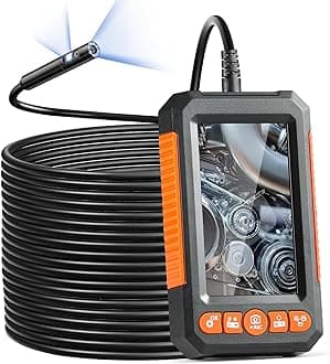 VEVOR Endoscope Camera with Light, Dual Lens Borescope with 49.2FT Semi-Rigid Cable, 4.3" Screen 1080P Inspection Camera, 8 + 1 LED Lights, 4X Zoom, IP67 Waterproof Snake Camera for Auto, Plumbing