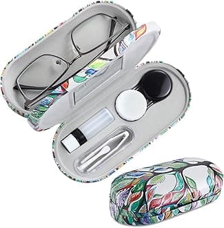 AITIME 2 in 1 Double Sided Portable Contact Lens and Eyeglasses Case, Marbling, Multifunction, Durable, Compact, Portable Storage Kit
