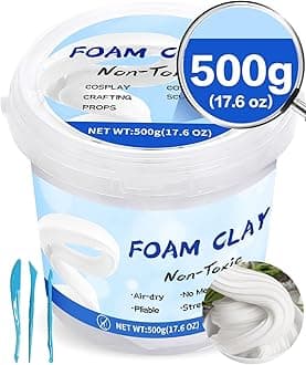 Upgraded Air Dry Clay, Multi-Purpose Foam Clay for Adults and Kids, High Density and Quality Modeling Clay for Cosplay, Arts & Crafts, Super Safe Materials, Perfect Model Magic Gifts, 17.6 oz (White)