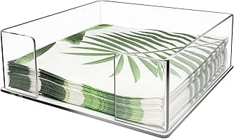 Acrylic Napkin Holder, Square Napkins Holder for Cocktail Table and Kitchen, Table Top Napkin Dispenser, Napkin Tray for for Bathroom, Kitchen and Dining, Parties, Weddings, Events (7x7'')