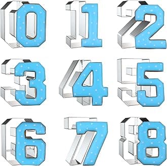 Number Cookie Cutter Set 3 Inch - 9 Piece Large Numbers #0#1#2#3#4#5#6 (#9) #7#8 Shapes Biscuit Fondant Baking Mold - Stainless Steel