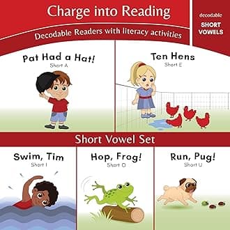Charge into Reading Stage 1: Short Vowel Decodable Reader Set | Beginning Readers, Ages 4+