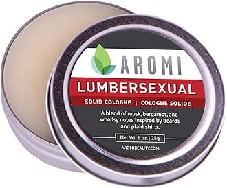 Aromi Solid Cologne for Men | Cashmere Woods, Musk Scent, Powdery Fragrance, Travel, Alcohol-Free, Concentrated, Wax-Based, Gift for Man (Lumbersexual)