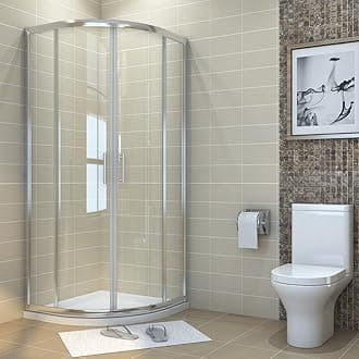 ELEGANT 1000x1000mm Semi-Frameless Pivot Shower Enclosure with Tray 8mm Tempered Glass Corner Shower Cubicle Door
