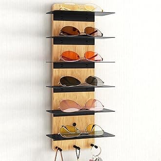 Sunglasses Storage Organizer, Eyeglasses Holder Display Rack, Wall Mounted Holder for Bedroom, Living Room, Entryway (Black)