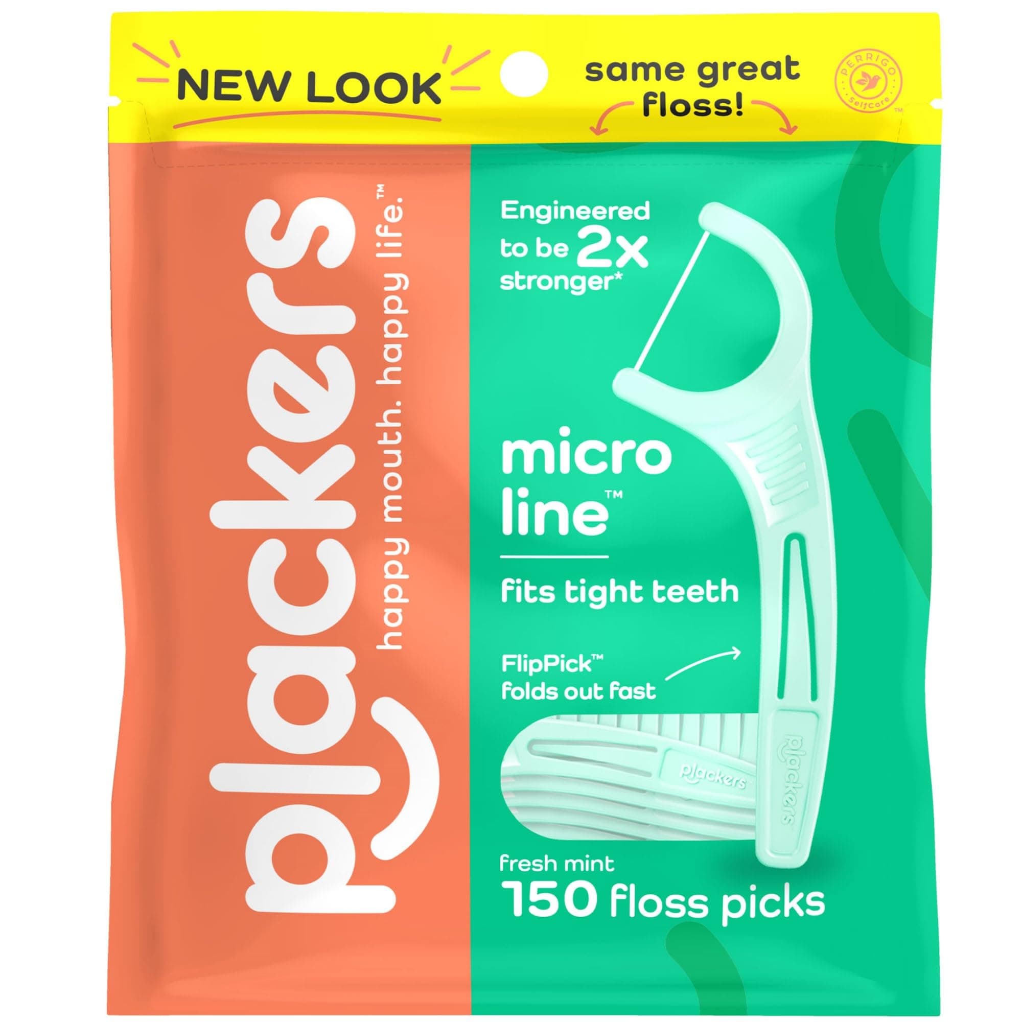 Plackers Micro Mint Dental Flossers - 150 Pack, Fresh Breath For Miles Of Smiles, Engineered Not To Stretch Shred Or Break