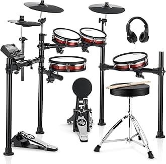 Donner DED-200 MAX Electronic Drum Set with Industry Standard Mesh Heads, 10 Inch Snare, 10 Inch Tom3, 12 Inch Crash, 450+ Authentic Sounds for Optimal Performance and Feel