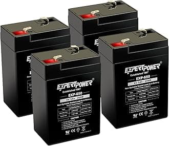 EXP650 (4 Pack) - 6V 5Ah / 20HR SLA Rechargeable 6V Battery for Ride on Toys, Emergency Light, Exit Sign Battery Replacement, Sealed Lead Acid 6 Volt Batteries with F1 Terminals