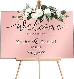 Welcome to Our Wedding Sign Personalised Wedding Entrance Sign Custom Welcome Weddings Signs Mirror Acrylic Guide Plaque Weddings Mirror Signs(Rose Gold S Design 2)