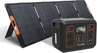 ALLWEI LiFePO4 Portable Power Station 2400W(Surge 4800W) with 1x 200W Solar Panel Included, Fast Charge in 1.5H, 4 AC Outlet, 2048Wh Solar Generator for RV Camping Emergency Outdoor Home Use