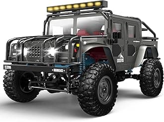 1/12 Scale All-Terrain Remote Controlled Car, 4WD Vehicle with 2.4 GHz Remote Control, IPX4 Waterproof RC Car Offroad with Two Rechargeable Batteries, for Children and Adults