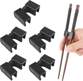 Reusable Chopstick Helper, Mabor 5 Pieces Training Chopsticks Hinges Connector Training Chopstick Learning for Adults, Beginner, Trainers or Learner (Black)