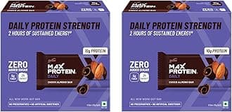 RiteBite Max Protein Daily Choco Almond 10G Protein Bars [Pack Of 12] Protein Blend, Fiber, Vitamins & Minerals, No Preservatives, 100% Veg, No Added Sugar, For Energy, Fitness & Immunity-300 Gram