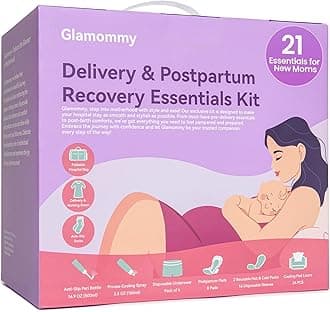 Upgraded Postpartum Recovery Essentials Kit for Women, Nursing Gown, Luggage Bags, Socks, Peri Bottle, Cooling Spray, Disposable Underwear, Postpartum Pads, Hot&Cold Packs, Cooling Liners