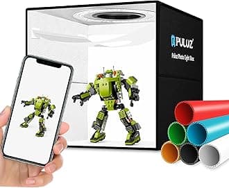 PULUZ ライトボックス 写真撮影 12インチx12インチ プロフェッショナル 調光可能 シューティングテントキット CRI >95 ホワイト照明 112 LED ライト + 6 写真背景幕付き 製品ディスプレイ用 (ブラック)