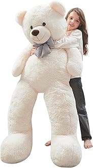 MorisMos (140cm, White) - Giant Teddy Bear Stuffed Animals Plush Toy White Teddy Bear for Girlfriend Kids (White, 140cm)