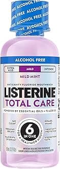Total Care Alcohol-Free Anticavity Mouthwash, 6 Benefit Fluoride Mouthwash for Bad Breath and Enamel Strength, Fresh Mint Flavor, Travel Size, 3.2 fl. oz (Pack of 12)12