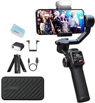 Hohem M6 Kit Smart Phone Gimbal Stabilizer, Built-in LED Light, AI Target Tracking, 3-Axis Compatible with iPhone/Android, Electric Single Hand Gimbal, Vertical & Horizontal Shooting, Time-lapse