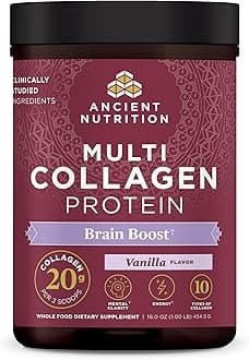 Collagen Powder Protein, Multi Collagen Protein, Hydrolyzed Collagen Peptides Supports Skin and Nails, Joint Supplement (Brain Boost, 45 Servings)
