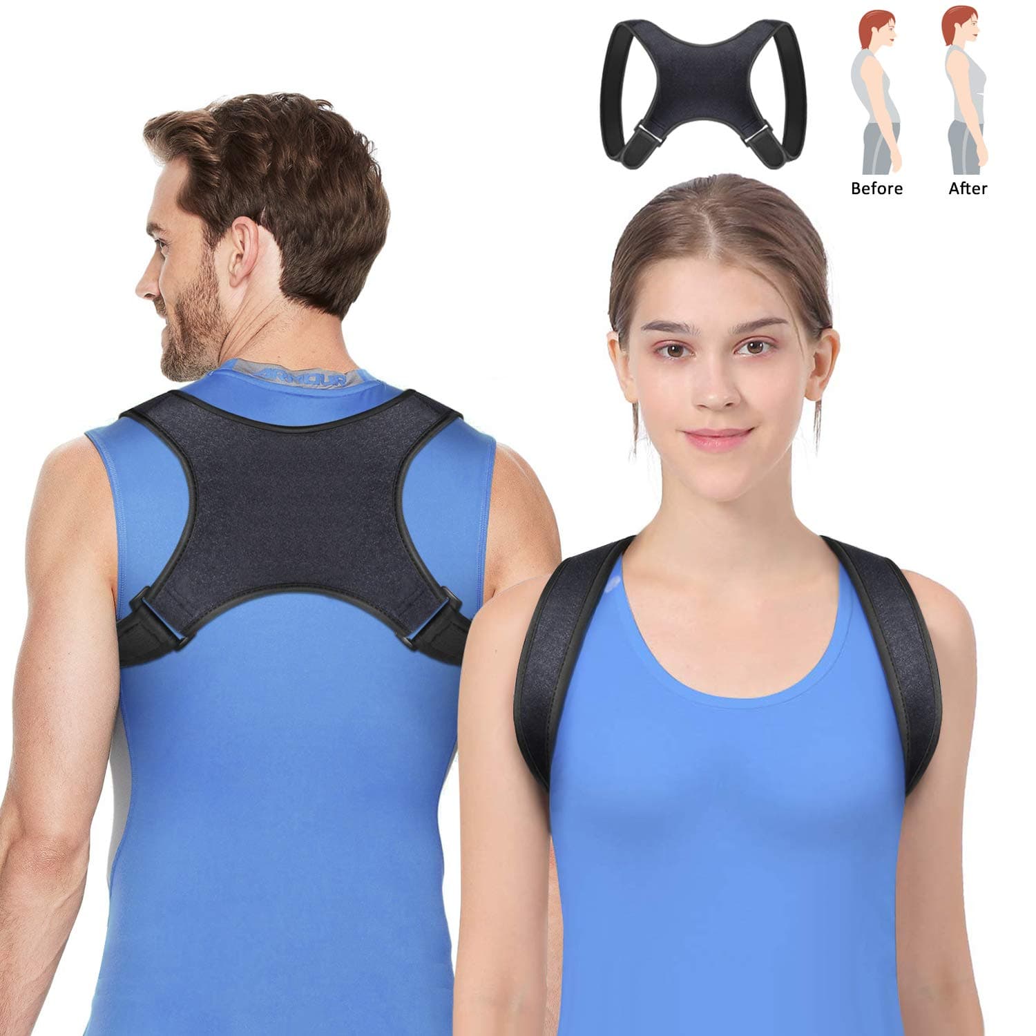 Posture Corrector， Physical Therapy Adjustable Back Brace Support for Men Women - Back, Shoulder, and Neck Pain Relief