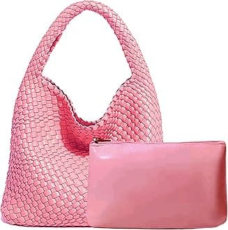 Women Vegan Leather Hand-Woven Tote Handbag Fashion Shoulder Top-handle Bag All-Match Underarm Bag with Purse