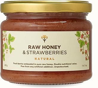 Earthbreath Raw Honey with Strawberries 400g - 100% Raw & Natural - Fresh Strawberries – No Artificial Additives