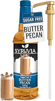 Sugar Free Coffee Syrup, Butter Pecan Flavored Syrup for Drinks, Lattes, and Desserts – 25.4 fl oz, With Pump