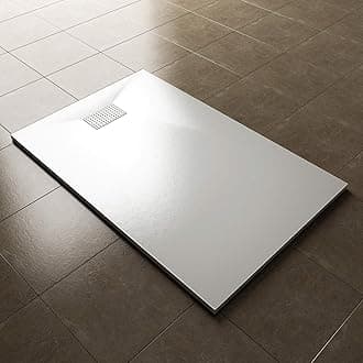 ELEGANT1400 x 900mm Slip-Resistance Shower Base Slate Effect Square Shower Enclosure Tray with Waste and Drain Cover Grate