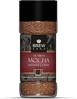 BREWSAGA Arabian Mocha Instant Coffee | 100% Arabica | Freeze-Dried | Ideal Flavoured Coffee | No Added Sugar | Makes 50 Cups | 100 Gram | Cafe Like Coffees At Home | Coffee Powder In Fresh