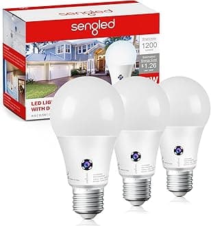 Sengled Dusk to Dawn LED Outdoor Light Bulb, 75 Watt Equivalent, 1200 Lumens, 5000K Daylight LED Light Bulb, Automatic On/Off Sensor Light Bulb for Porch Garage Lighting, 3 Pack