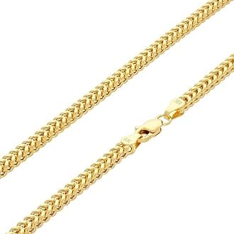 10k Real Yellow Gold Franco Square 3mm Box Chain Wheat Chain Necklace (18"-30") Italian Jewelry for Men & Women