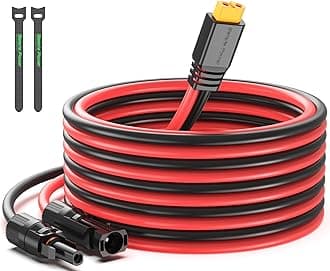 Bateria Power Solar to XT60 Charge Extension Cable 12AWG 20Ft Solar Connector to XT60 Adapter Cable for Solar Panel to LiFePO4 Battery RV Portable Power Station Solar Generator (20FT)