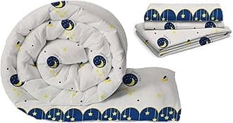 Filymore Cute Good Night 3-Piece Kids Bedding Set – Single Bed Comforter, Matching Bedsheet & Pillow Cover – Soft (Blue and Cream) Design for Children’s Room(90X60) inch