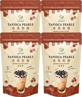 Boba Pearls, Black Tapioca Pearls 8.8 oz(Pack of 4), Black Sugar Flavor Boba Pearls for Bubble Tea, Smoothies & Desserts – Sweet, Chewy, and Ready to Cook