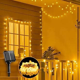 Brightown Solar String Lights Outdoor Waterproof, 19.6Ft 60 LED Globe Solar Patio Lights, 8 Modes Balcony Lights for Yard Patio Tree Canopy Party Camping Balcony Decor(Warm White)