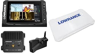 Lowrance Elite FS Fish Finder with Active Imaging 3-in-1 Transducer, Preloaded C-MAP Contour+ Charts and Protective Cover Bundle