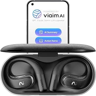 viaim OpenNote AI Voice Recorder Earbuds - Open Ear with FlashRecord Instant Audio, Call Recording, Transcription & AI Summary, 2-in-1 AI Note Taker for Meetings, Driving & Sports, Black