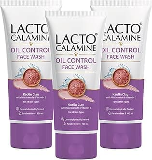 Lacto Calamine Face Wash For Oily Skin |100ml each- Pack of 3 | Kaolin Clay, Niacinamide & Vitamin E | Facewash Reduces Excess Oil, Controls Pimples, Blackheads & Whiteheads |Face wash For Women & Men